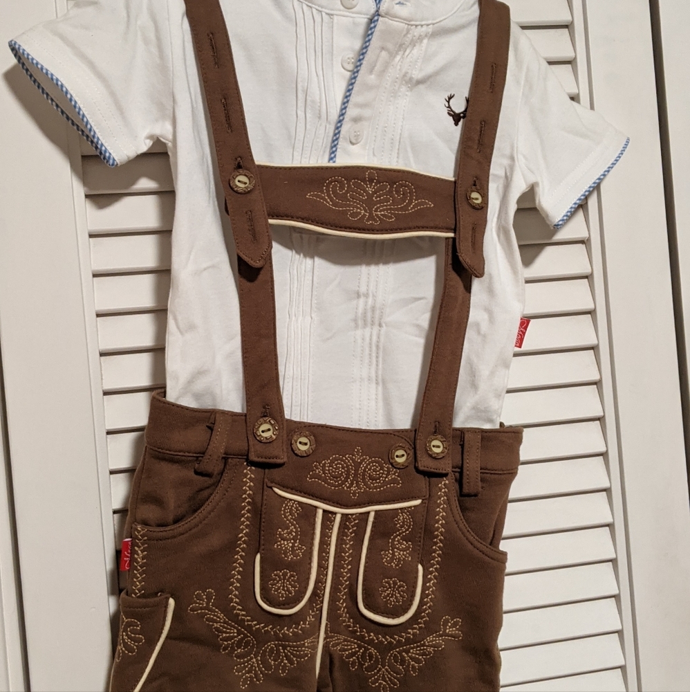 Toddler lederhosen outfit cotton. 12-18mo